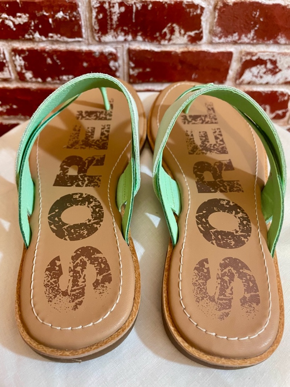 Sorel Ella Flip Sandal Vivid Mint Leather Suede Boho Mermaidcore NWT. 8 - Picture 5 of 9